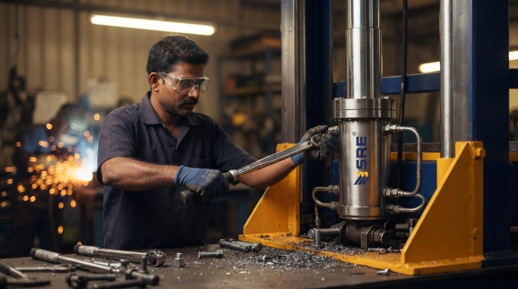 hydraulic goods lift cylinder assembly
