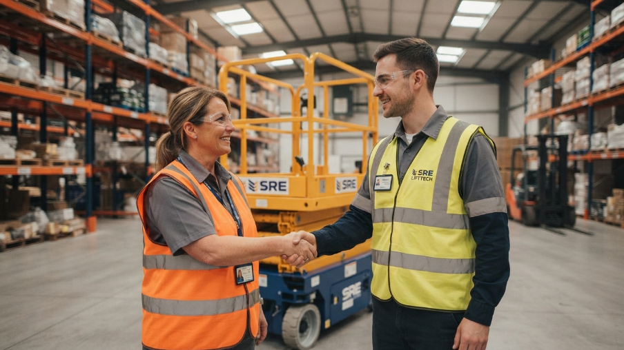 Plant manager shaking hands engi…