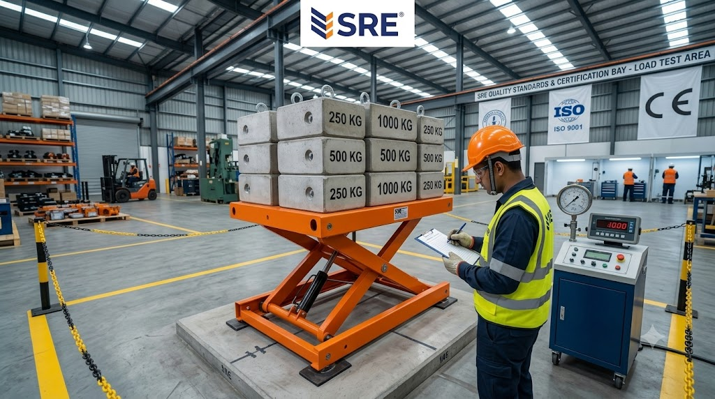 engineer inspecting hydraulic lift