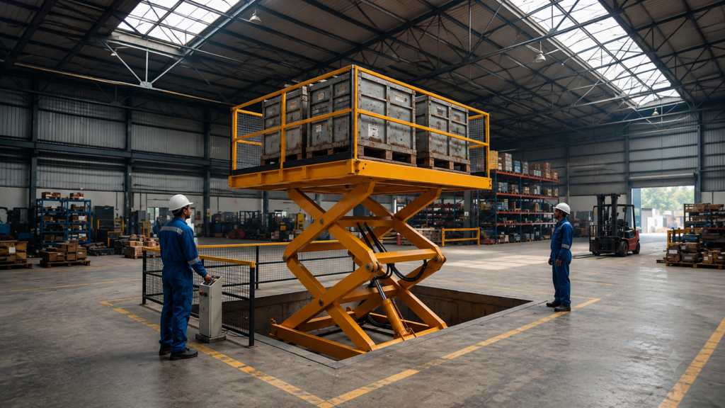 hydraulic scissor lift in factory