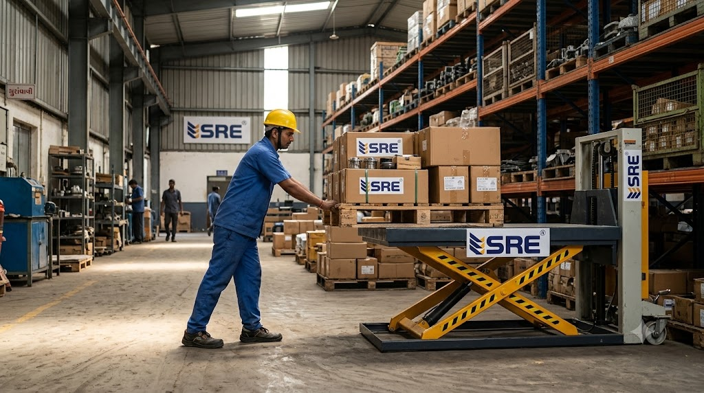 Electrical scissor lift in factory
